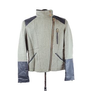 ZARA Asymmetrical Mixed Media Moto Jacket Sz S